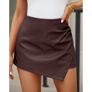 Luvamia Women’s Faux Leather High Waisted Skorts
