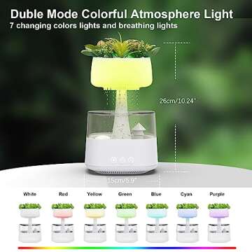 Aromatherapy Diffuser Humidifier,LIFMAGE Artificial Plants Night Light Aromatherapy Essential Oil Diffuser Rain Drop Humidifier with Remote Control,USB-C Power Cable,Timer, 7 Color Light Changing