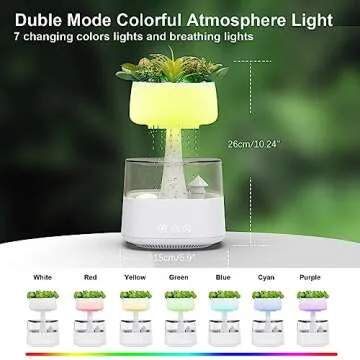 Aromatherapy Diffuser Humidifier,LIFMAGE Artificial Plants Night Light Aromatherapy Essential Oil Diffuser Rain Drop Humidifier with Remote Control,USB-C Power Cable,Timer, 7 Color Light Changing