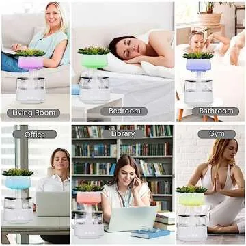Aromatherapy Diffuser Humidifier,LIFMAGE Artificial Plants Night Light Aromatherapy Essential Oil Diffuser Rain Drop Humidifier with Remote Control,USB-C Power Cable,Timer, 7 Color Light Changing