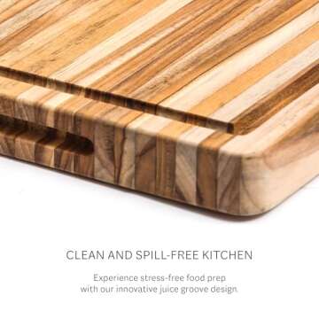 Teakhaus Carving Board - Extra Large (XL) Wood Cutting Board with Juice Groove and Grip Handles - Reversible Teak Edge Grain Wood - Knife Friendly - FSC Certified