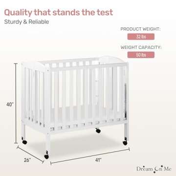 Dream On Me 3 in 1 Portable Folding Crib in White