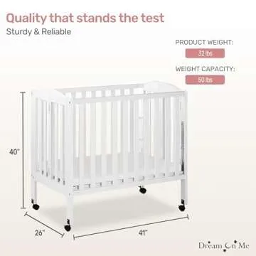 Dream On Me 3 in 1 Portable Folding Crib in White