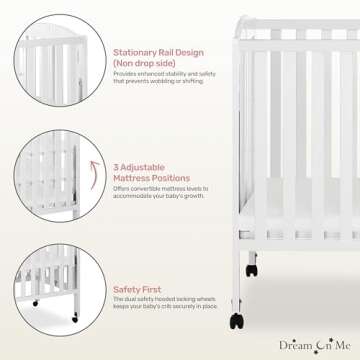 Dream On Me 3 in 1 Portable Folding Crib in White