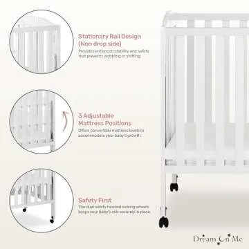 Dream On Me 3 in 1 Portable Folding Crib in White