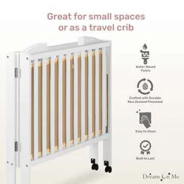 Dream On Me 3 in 1 Portable Folding Crib in White
