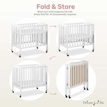 Dream On Me 3 in 1 Portable Folding Crib in White