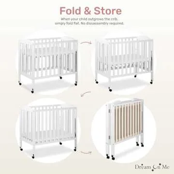 Dream On Me 3 in 1 Portable Folding Crib in White