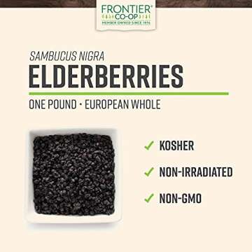 Frontier Co-op Dried Elderberries, 1lb Bulk Bag, European Whole | Kosher & Non-GMO Elderberry Dried ...