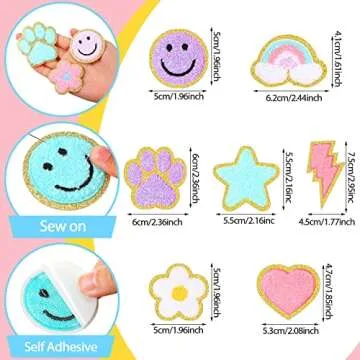 156 Colorful Glitter Iron-On Patches for Creative Projects
