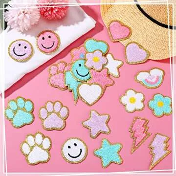 156 Colorful Glitter Iron-On Patches for Creative Projects