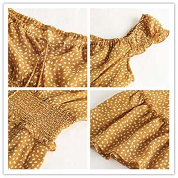 YOBECHO Womens Summer Ruffle Sleeve Sweetheart Neckline Printing Dress Mini Dress (Small, Yellow)