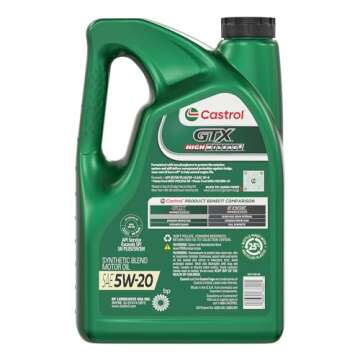 Castrol GTX High Mileage 5W-20 Synthetic Blend Motor Oil, 5 Quarts