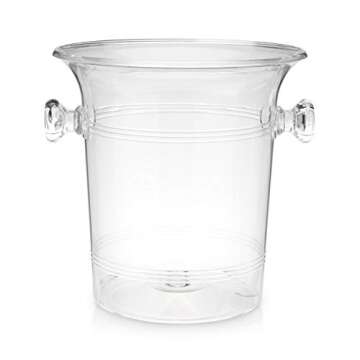 True Acrylic Ice Bucket with Handles, 3-Liter Capacity, Clear Plastic Ice Bucket, Acrylic Wine Bucket, Clear Champagne Bucket, Beverage Bucket, Ice Buckets for Parties, 8.75" x 8.25", Set of 1