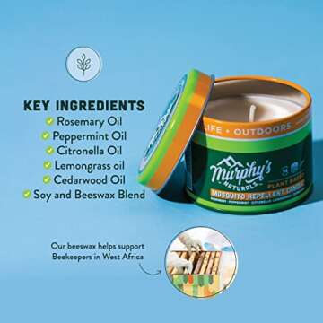 Murphy's Naturals Mini Mosquito Bug Repellent Candles for Outdoor Patio, Citronella & Essential Oils...
