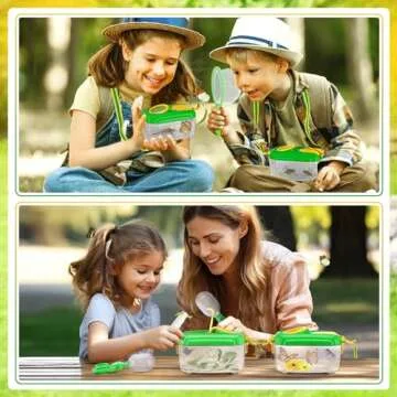 2Sets Bug Kids Catcher - Sturdy Kids Catching Kit of Bug Gifts with Bug Collector Butterfly Net Tweezer, Kids Bug Habitat Outdoor Explorer Kit for Kids Age 3 4 5 6 7 8, 8Pcs