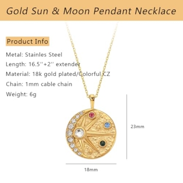 Elegant Sun and Moon Pendant Necklace for Women