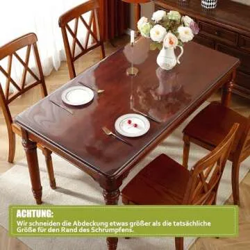 Clear Table Protector 24 x 60 Inch, 1.5mm Thick Plastic Table Cover, Waterproof PVC Clear Table Cover Protector, Desk Protector Mat, Writing Desk Pad for Desktop, Coffee & Dining Room Table