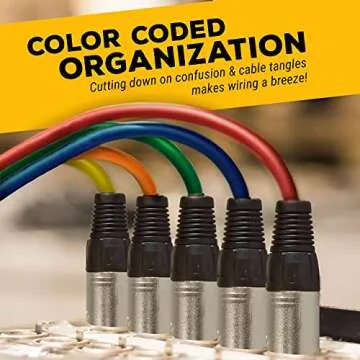 GLS Audio 25ft Mic Cable Cords - XLR Male to Female Colored Cables - 6 Pack