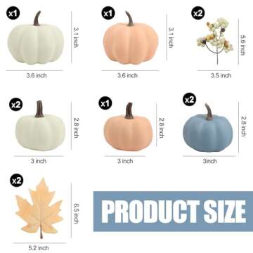 Artgar Fall Pumpkin Decor - Fake Foam Pumpkins - 11 PCS Mini Pumpkins with Maple Leaves Berries for ...