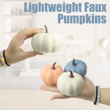 Artgar Fall Pumpkin Decor - Fake Foam Pumpkins - 11 PCS Mini Pumpkins with Maple Leaves Berries for Fall Halloween Thanksgiving Home Mantelpiece Table Tray Decoration