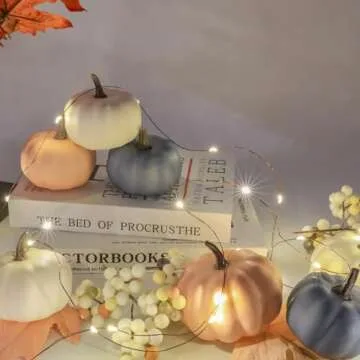 Artgar Fall Pumpkin Decor - Fake Foam Pumpkins - 11 PCS Mini Pumpkins with Maple Leaves Berries for Fall Halloween Thanksgiving Home Mantelpiece Table Tray Decoration