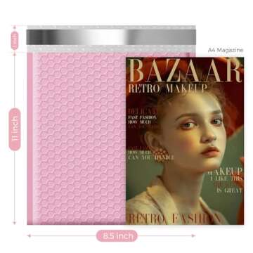 Fuxury Bubble Mailer 8.5x12,Light Pink#2 Poly Bubble Mailers,Self Seal Padded Envelopes,Waterproof B...