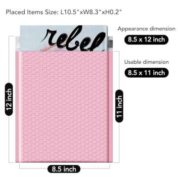 Fuxury Bubble Mailer 8.5x12,Light Pink#2 Poly Bubble Mailers,Self Seal Padded Envelopes,Waterproof Bubble Mailing Envelopes,Cushioning Packaging Bags for Books,Clothes, Makeup Supplies 25 Pack