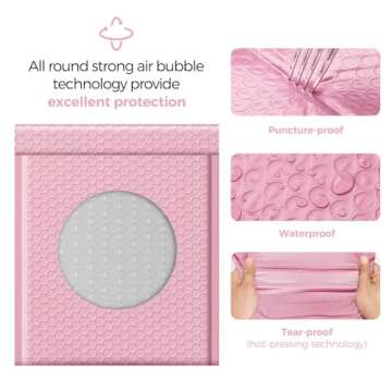 Fuxury Bubble Mailer 8.5x12,Light Pink#2 Poly Bubble Mailers,Self Seal Padded Envelopes,Waterproof Bubble Mailing Envelopes,Cushioning Packaging Bags for Books,Clothes, Makeup Supplies 25 Pack