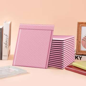 Fuxury Bubble Mailer 8.5x12,Light Pink#2 Poly Bubble Mailers,Self Seal Padded Envelopes,Waterproof Bubble Mailing Envelopes,Cushioning Packaging Bags for Books,Clothes, Makeup Supplies 25 Pack