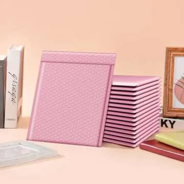 Fuxury Bubble Mailer 8.5x12,Light Pink#2 Poly Bubble Mailers,Self Seal Padded Envelopes,Waterproof Bubble Mailing Envelopes,Cushioning Packaging Bags for Books,Clothes, Makeup Supplies 25 Pack