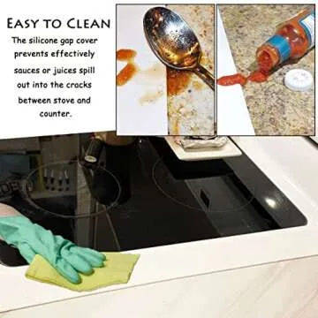 Silicone Kitchen Stove Counter Gap Cover Long & Wide Gap Filler (2 Pack) Seals Spills Between Counters, Stovetops, Washing Machines, Oven, Washer, | Heat-Resistant and Easy Clean (White),25 inches