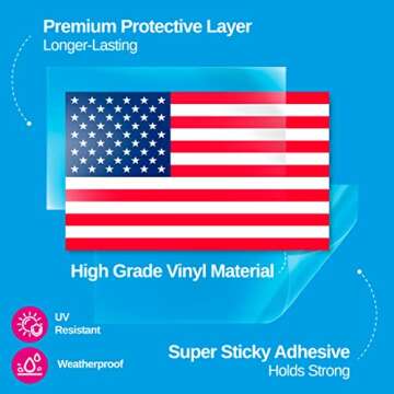 Large Waving American Flag Sticker (USA Made us Patriotic rv Big Vinyl Decal for car Truck or Van (7...