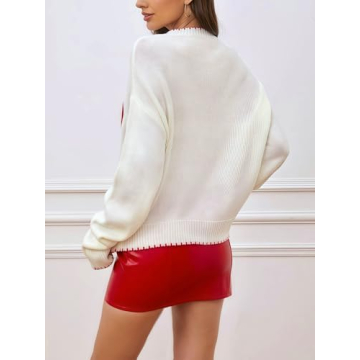 Milumia Women's Bow Print Long Sleeve Sweater for Fall