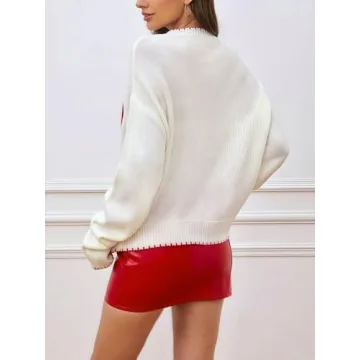 Milumia Women's Bow Print Long Sleeve Sweater for Fall