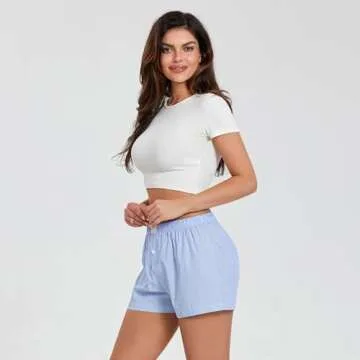 Women's Y2K Lounge Shorts Cute Soft Elastic Low Waist Plaid Print Button Front Pajama Bottoms Boxer ...