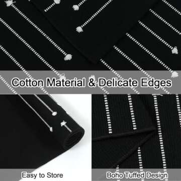 LIVEBOX Black Runner 2'x6' Boho Washable Rug for Hallway, Moroccan Woven Entryway Throw Area Rug Indoor Cotton Mat for Kitchen Laundry Room Bathroom Entry