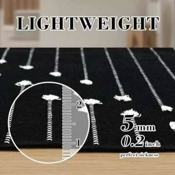 LIVEBOX Black Runner 2'x6' Boho Washable Rug for Hallway, Moroccan Woven Entryway Throw Area Rug Indoor Cotton Mat for Kitchen Laundry Room Bathroom Entry