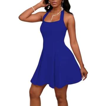 PerZeal Blue Dress Women Sexy 2025 Summer Dress Sleeveless Halter Neck Graduation Cocktail Party Sho...