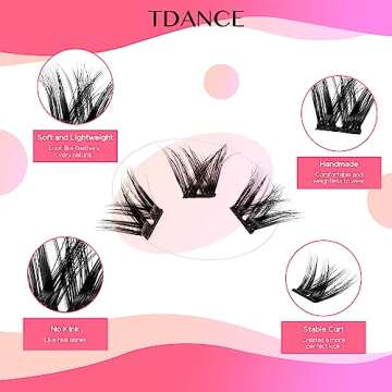 TDANCE DIY D Curl Eyelash Extension Clusters, 8-16mm Mix