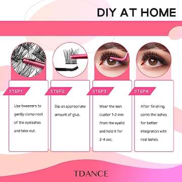 TDANCE DIY D Curl Eyelash Extension Clusters, 8-16mm Mix