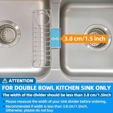 Stainless Steel 3-in-1 Sponge Holder for Kitchen Sink Organization