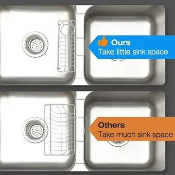 Stainless Steel 3-in-1 Sponge Holder for Kitchen Sink Organization