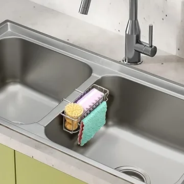 Stainless Steel 3-in-1 Sponge Holder for Kitchen Sink Organization