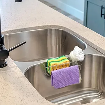 Stainless Steel 3-in-1 Sponge Holder for Kitchen Sink Organization