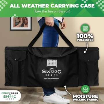 SWOOC Games - XL Giant 4 in A Row (4ft x 3ft) - All Weather with Carrying Case and Noise Reducing Design - 60% Quieter - Giant Connect 4 Discs to Win - Giant Outdoor Games for Family - Jumbo Games