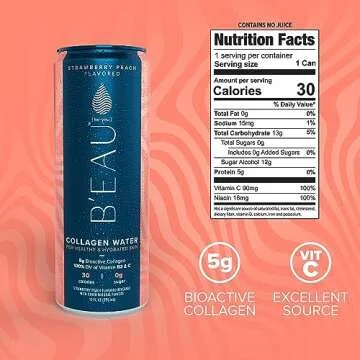 B'EAU Collagen Water, Strawberry Peach - Refresh and Nourish!