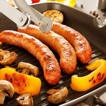 BBQ Sausage Turning Tongs, 2024 New BBQ Sausage Grill Tongs BBQ Kitchen Tongs for Cooking, Grill Flipping Tongs Long Handle Kitchen Tongs for Cooking BBQ Baking (1)