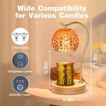 Candle Warmer, Aofmee Electric Candle Warmer for Jar Candles, Candle Warmer Lamp with Timer for 3 Wick, Glass Candle Light Warmer Wax, House Warming Gifts, Mothers Day Birthday
