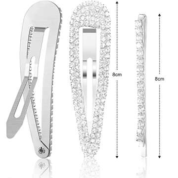 16 Pieces Rhinestone Snap Hair Clips Hairpin Crystal Rhinestone Metal Snap Hair Barrettes Bridal Hair Barrettes Pins for Women Girls Wedding Hairpins (Silver)